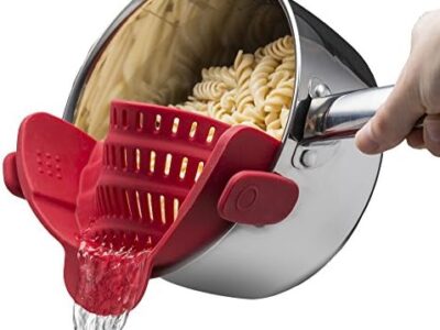 Kitchen Gizmo Snap N Strain Strainer, Clip On Silicone Colander, Fits all Pots and Bowls – Red