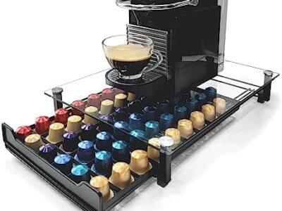 RECAPS Coffee Pod Holder Storage Drawer Compatible with Nespresso Coffee Pods Kitchen Organizer Black Holds 60 Pods