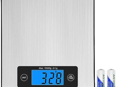 Ataller Digital Kitchen Scales, 304 Stainless Steel Food Scales, Professional Food Weighing Scales with Large LCD Display, Incredible Precision up to 1g (10kg Maximum Weight), Silver