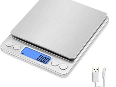 Digital Kitchen Scale, NEXT-SHINE Rechargeable Gram Mini Pocket Jewelry Scale, 500g Multifunctional Food Scale with Back-lit LCD Display for Cooking Baking Coffee Postal Parcel
